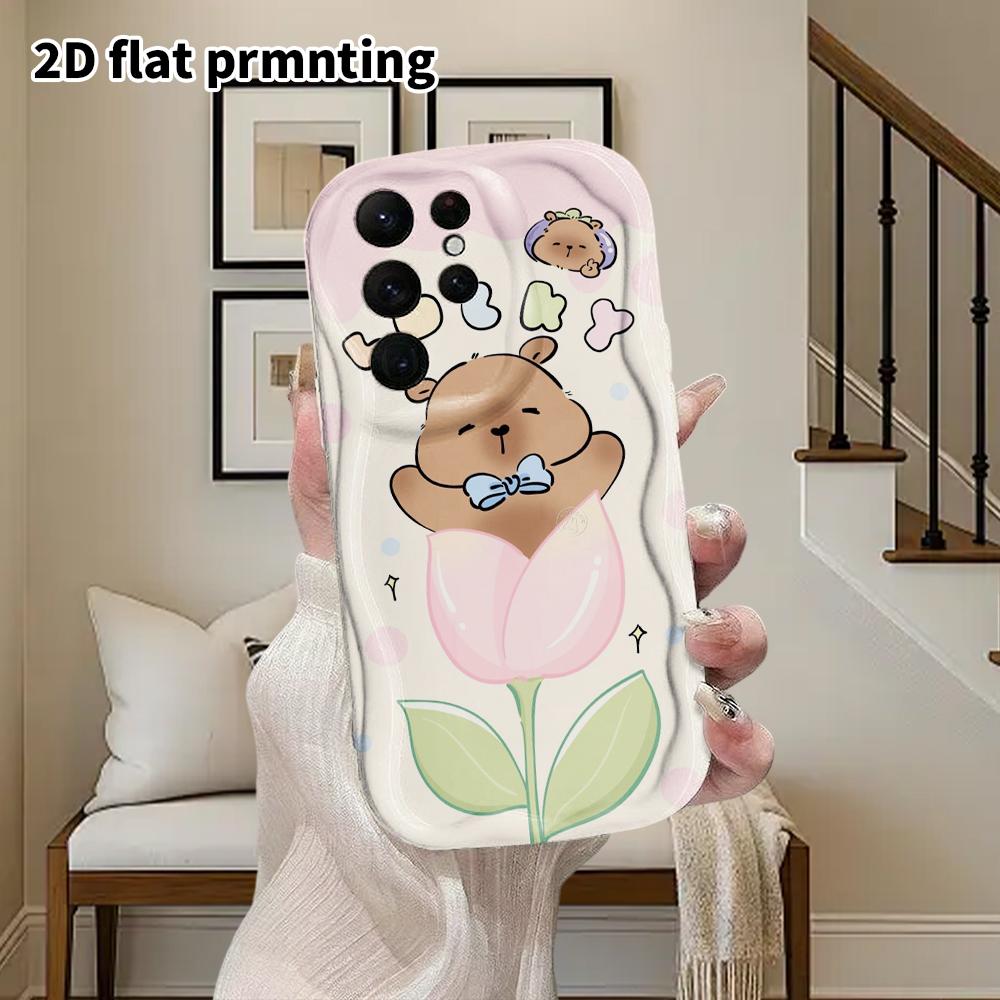Phone Case: 2D Flat Samsung Galaxy A34 A35 M05 M06 S20 S22 S21 FE Plus 5G Protective Case, Couple Style, Tulip Capybara, Christmas and Halloween Gift