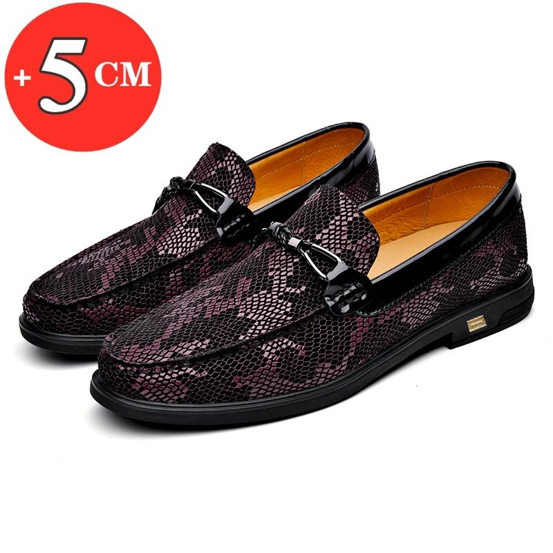 Fashion Flat/5CM Men Wedding Dress Shoes Loafers Men Elevator Shoes Slip On Height Increase Shoes Male Cowhide Leather Oxford Shoes