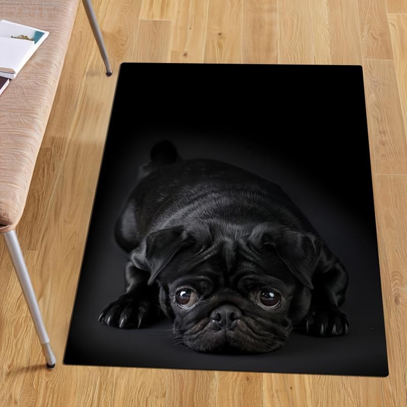 Plush Black Dog Design Area Rug - For Living Room, Bedroom, Kitchen, Mat | Comfortable Home Accessory