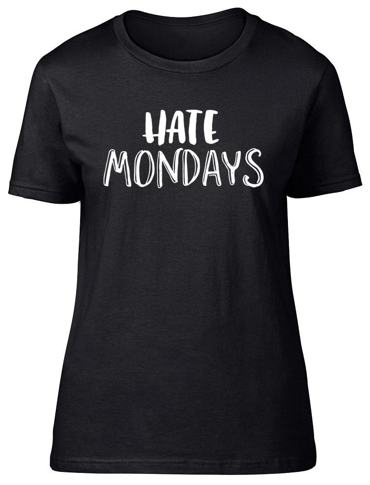 Hate Mondays Funny Womens Ladies Fitted T-Shirt L
