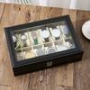 A Faux Leather Watch Storage Box That Holds 12 Watches, Perfect for Displaying Timepieces And Storing Jewelry Like Bracelets