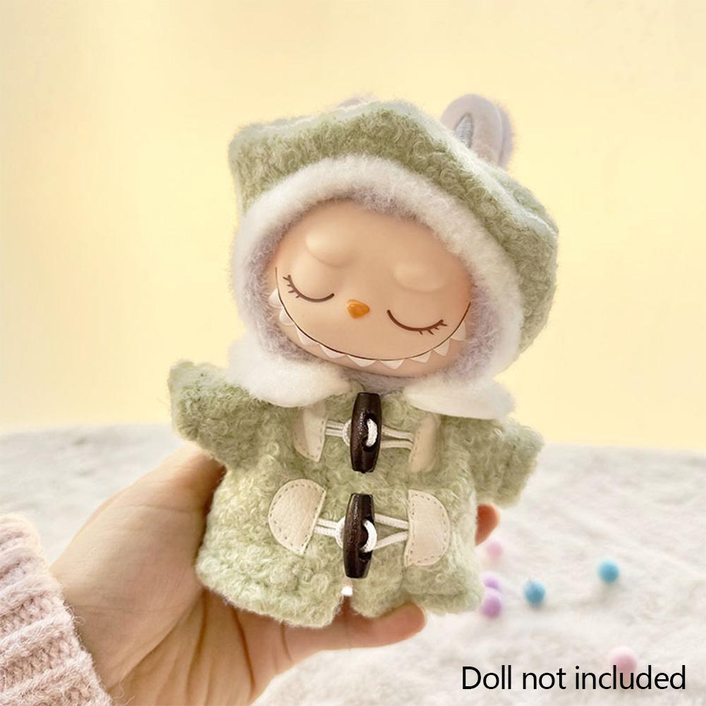Mini Puppenkleidung Outfit Accessoires für 15-17cm Labubu Anhänger Neujahrs Sechseck Barett Mantel Kleidung
