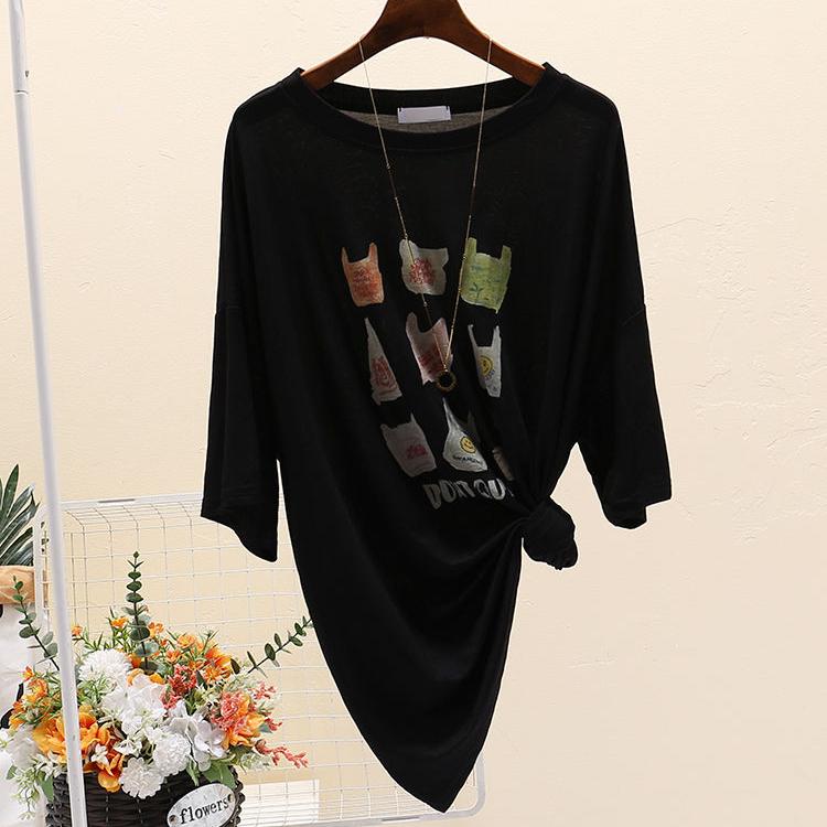 Summer Sexy Perspective Short Sleeved Plus Size T-shirt for Women Thin Sunscreen Cover T Shirts Casual Oversized Funny Print White Y2k Tops Streetwear