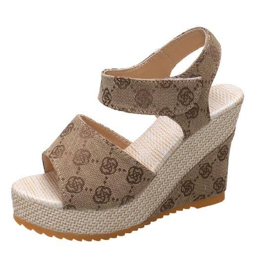 Fashion 2024 New Women's Shoes Fashion Shoes Casual Slippers Summer Vintage Print Open-toed Slippers Lightweight and Comfortable