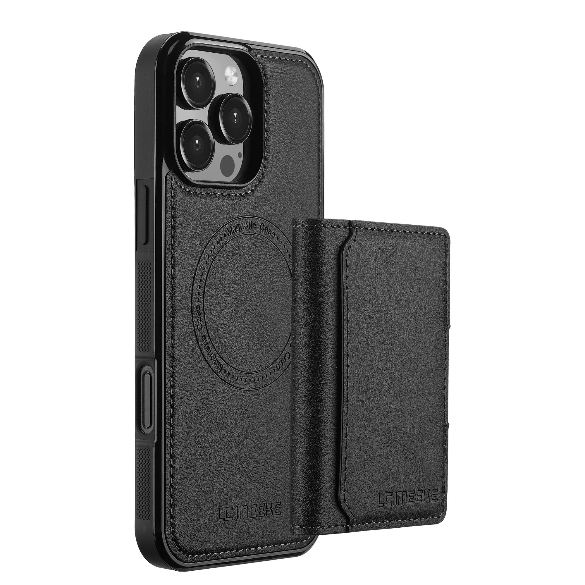 

Detachable Wallet Case For iPhone 16 Pro Max 15 14 Plus 13 12 11 XS XR X 7 8 SE 2022 2020 2024 For MagSafe Cards Holder Cover For iPhone 16 Pro Max чёрный