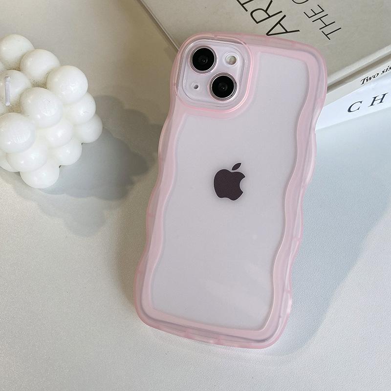 Custodia per Telefono Traslucida con Bordo Ondulato per iPhone 16 15 14 Pro Max 13 12 11 Cover Posteriore Morbida in TPU