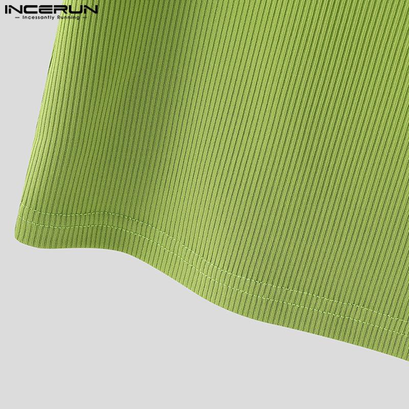 INCERUN Men Strap Sleeveless Rib Tank Tops Undershirts Camisole