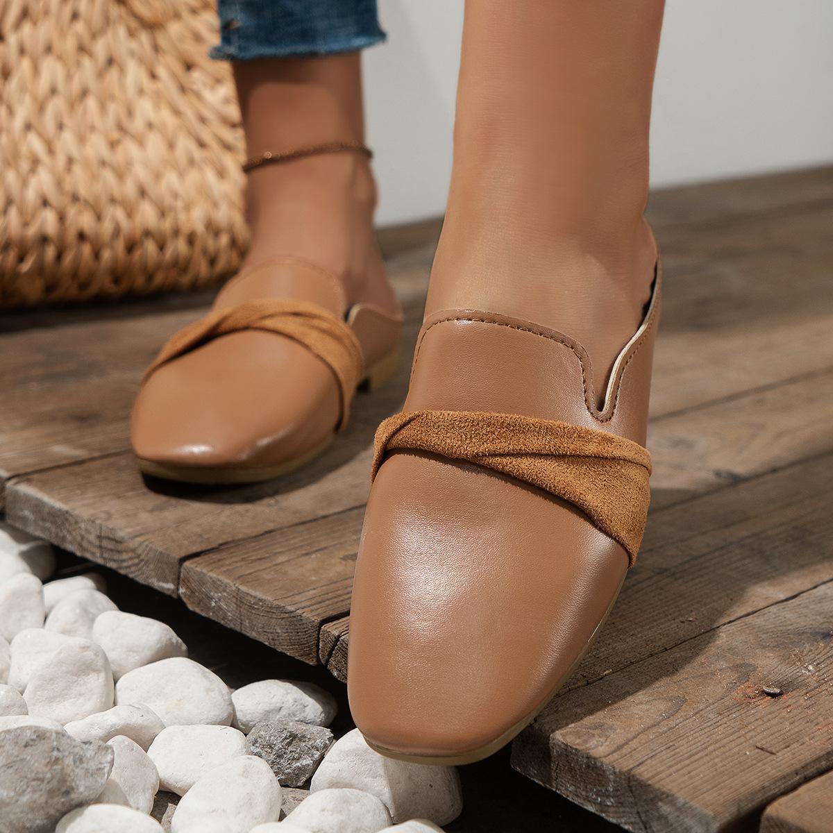 

Модные тапочки Baotou 2024 Весна и осень Новые повседневные тапочки на низком каблуке с плоской подошвой Удобная и универсальная женская обувь 43