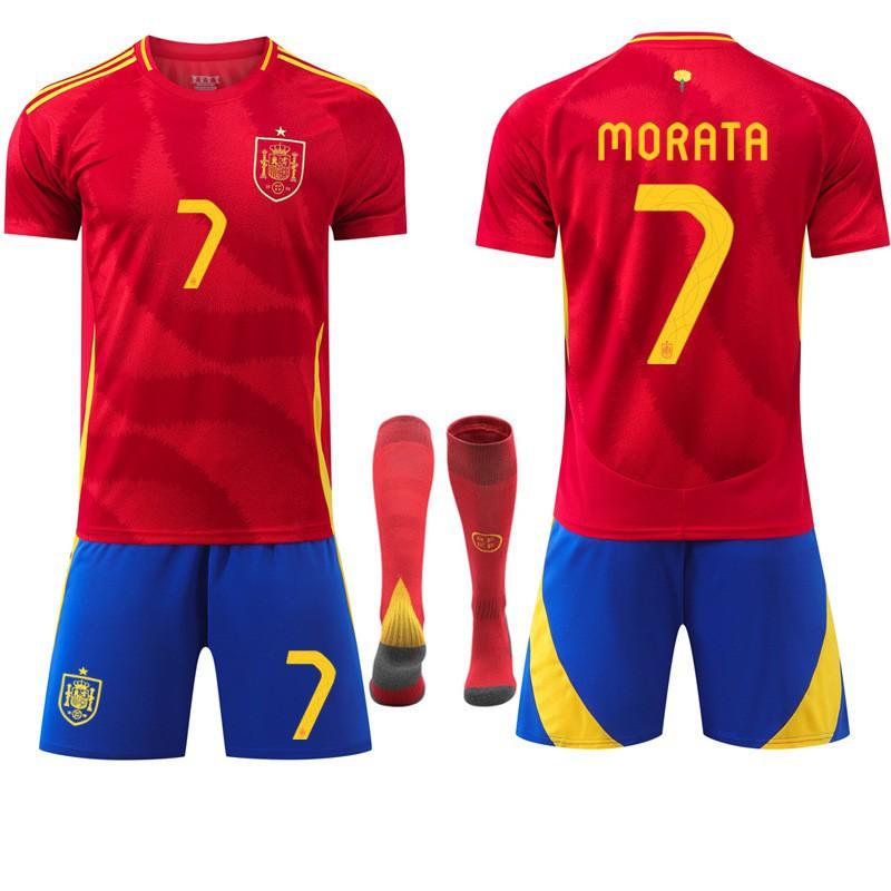 European Cup 7 Morata No. 19 Yamal 17 Nico Jersey Olmo Spanish Home Football