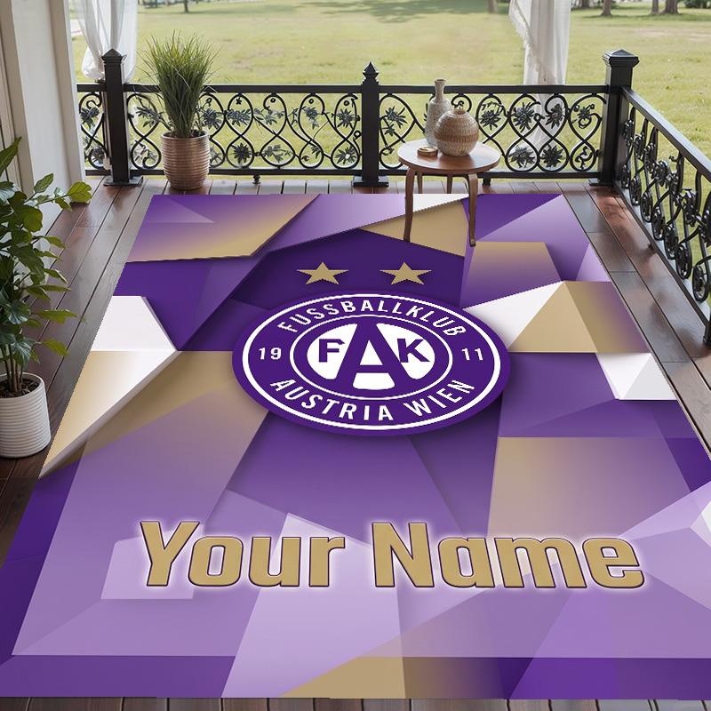 Custom Text Printed Rug Austria Wien FC Non Slip Floor Carpet For Home Room Decor