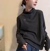 Women's Designer Long-Sleeve Fleece T-Shirt: Stylish, Versatile, Half-High Collar with High-End Embroidery
