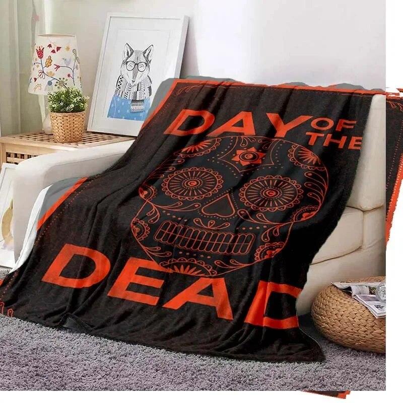 Vintage  Mexican Day of The DeadPattern Blanket Star Art Flannel Thin Blanket Portable Home Travel Office Lunch BreakBlanket