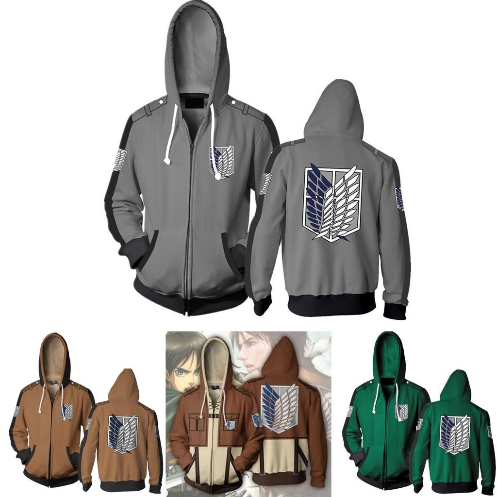Premium Attack On Titan Hoodie Hooded Sweater Sweatshirt Zipper Coat Cosplay Costume For Fans