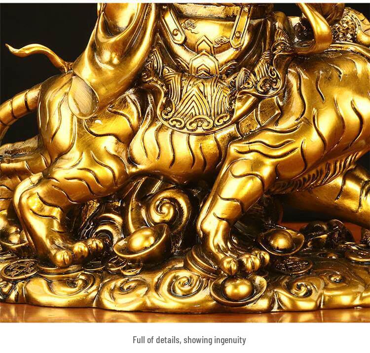 Zhao Gongming God of Wealth Statue Riding Tiger - Protector of Home & Office, Attracts Wealth, Ideal for Worship & Display in Living Room or Shop.