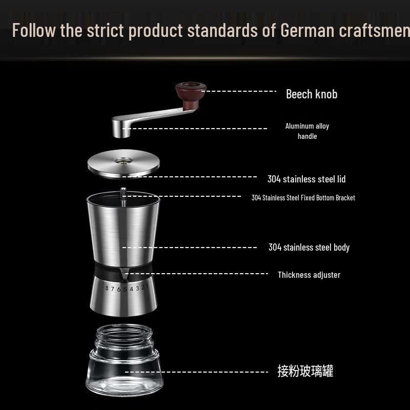 Tragbare Handkaffeemühle mit Keramikmahlwerk