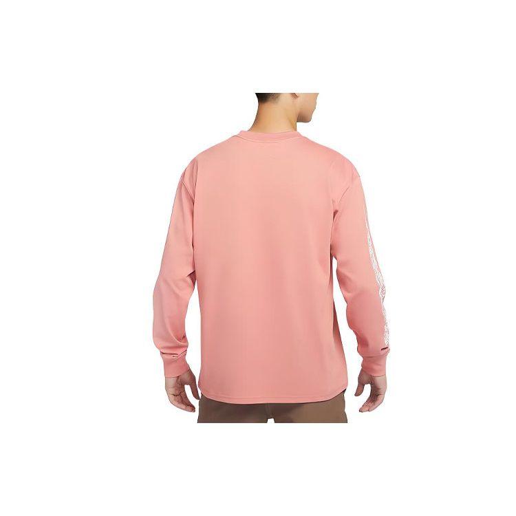 Nike Logo Print Casual Sports Ribbed Crew Neck Comfortable Breathable Dopamine Long Sleeve T-Shirt Men T-Shirt Pink FV3487-618