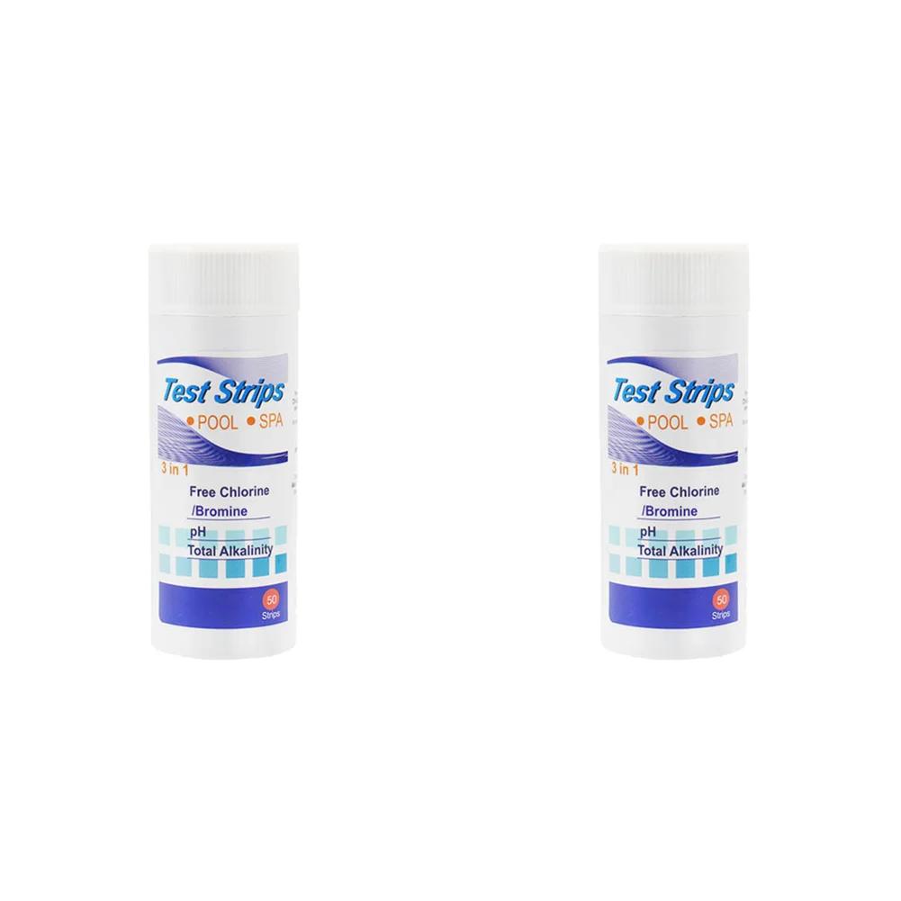 50pcs Test Strips Multipurpose 3-in-1 Residual Chlorine PH Value Alkalinity Test Strip Easy Detection for Pool Spa Aquarium