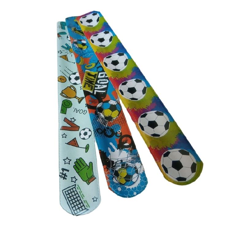 12Pcs Soccer Glove Pattern Slap Bracelets Kids Wristband Football Snap Bracelet