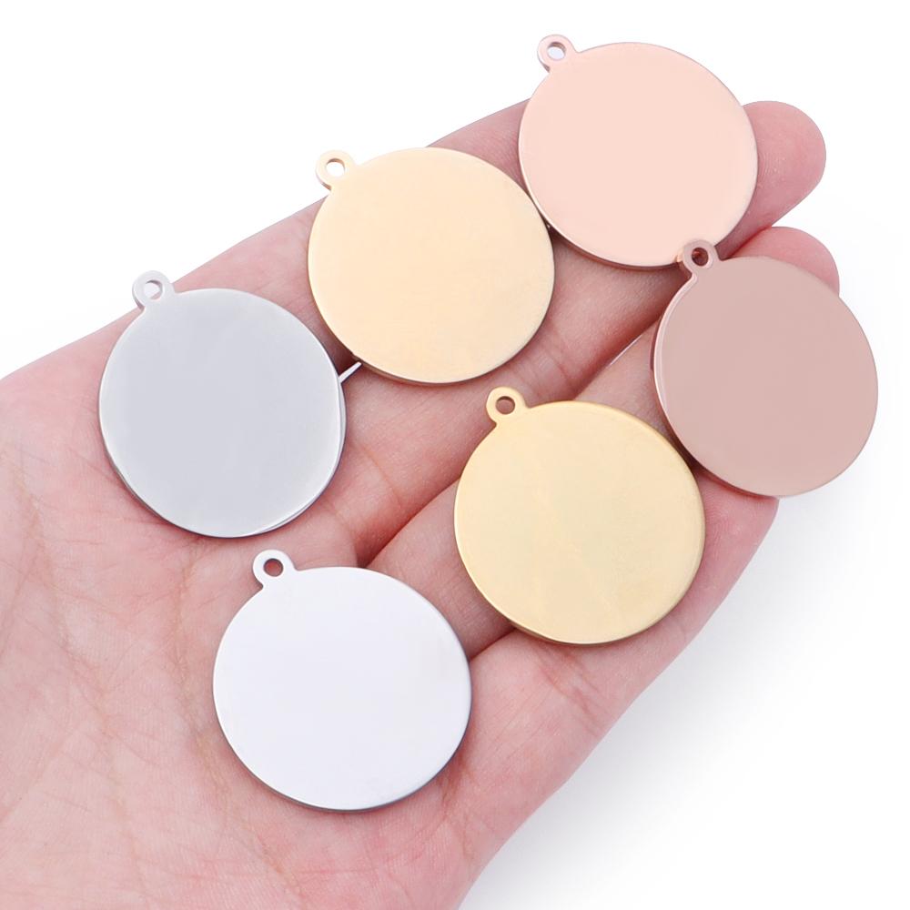 10pcs/lot Gold Plated Stainless Steel Blank Charms Round Disc Pendant Logo Stamping Tags For Jewelry Making DIY Necklace Supplie