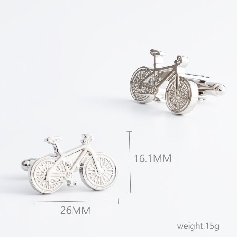 Silver Plated Bicycle Shaped Metal Cufflinks Men's French