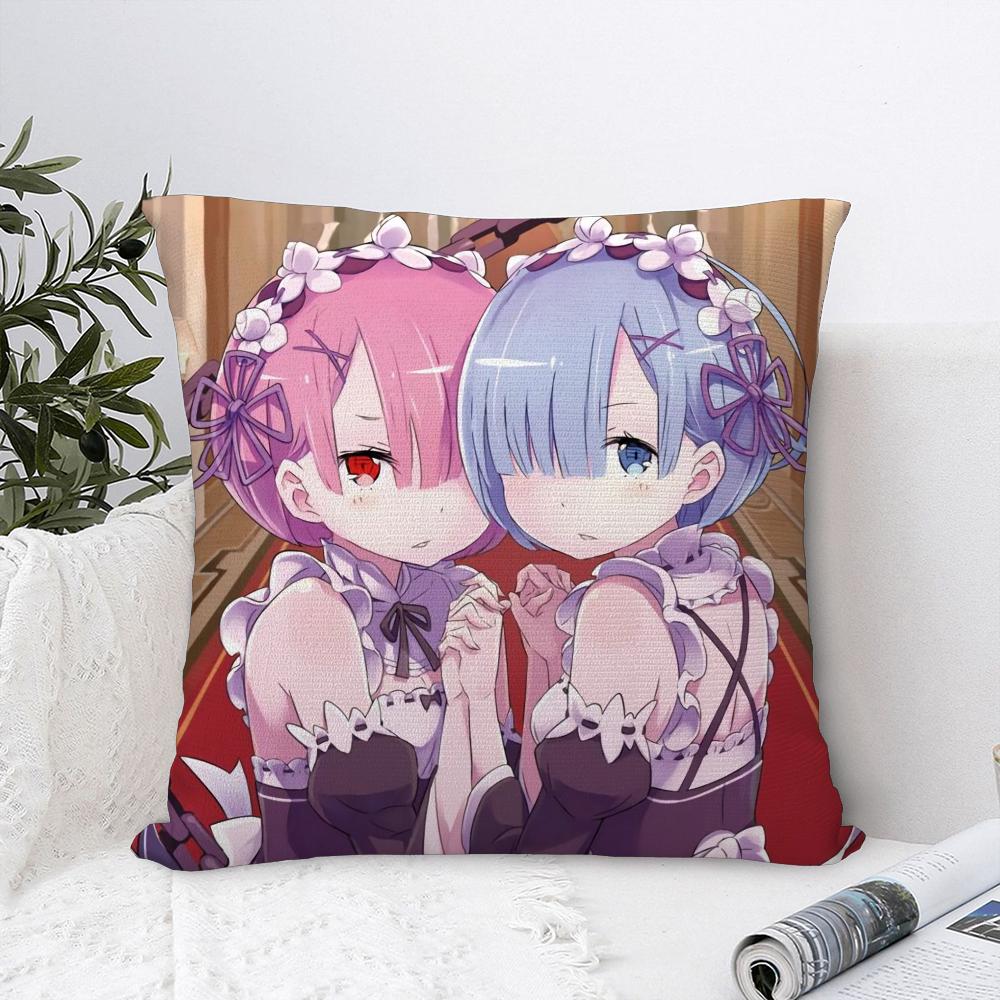 Re zero R-Rem Pillow Case Sofa Decorative Home Double-sided Print Plush Square Throw Pillow Covers Cushion Decor Cover