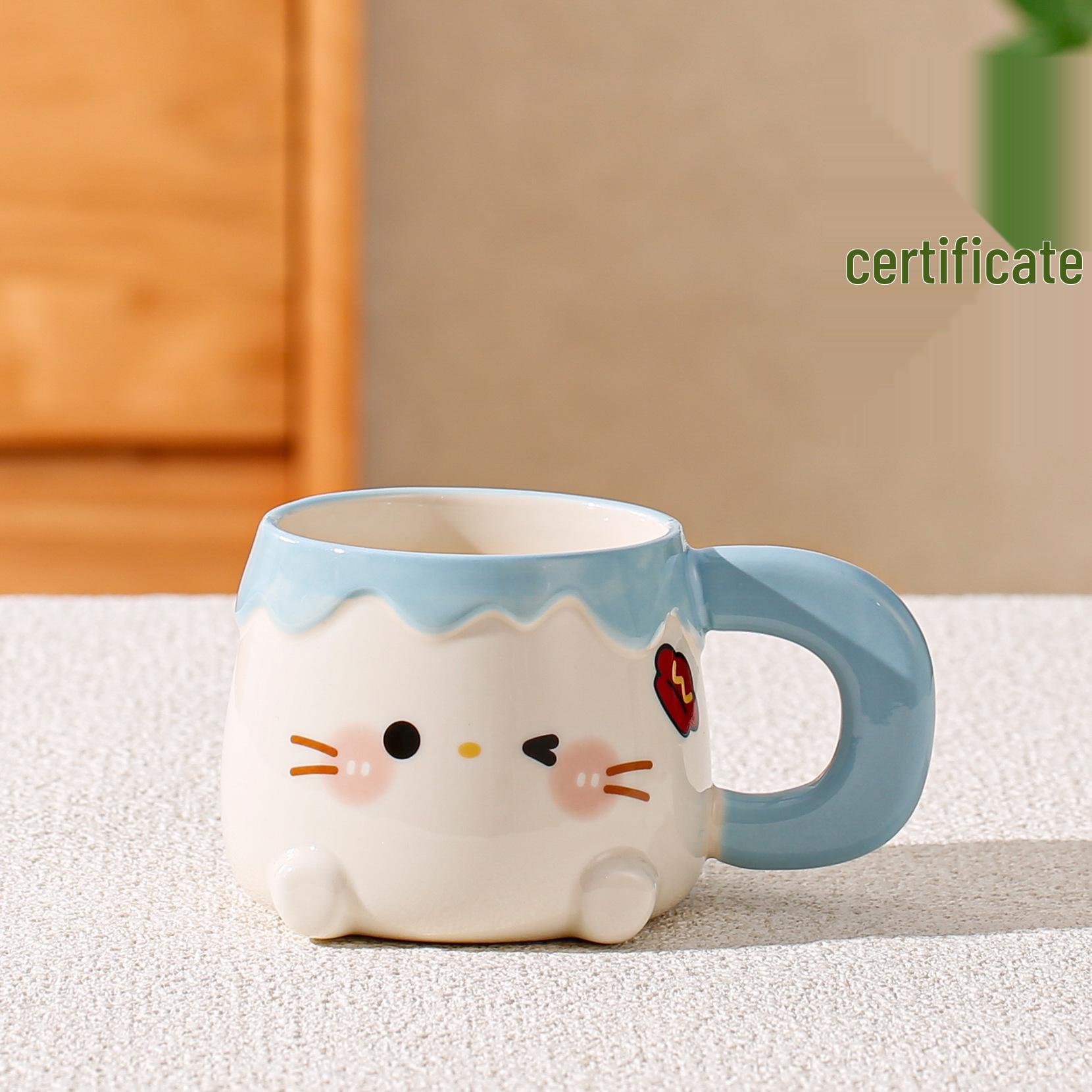 

Cute Birthday Cat Candle Mug with Lid & Spoon - Heart Coffee Cup Gift 380ML
