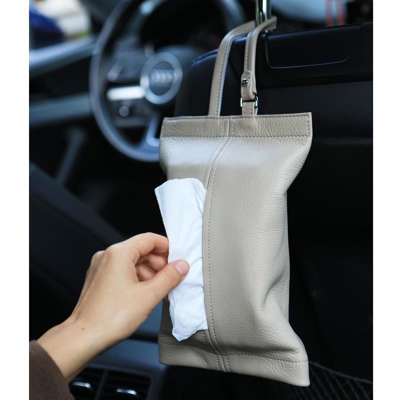 Luxury Genuine Leather Car Tissue Box Holder