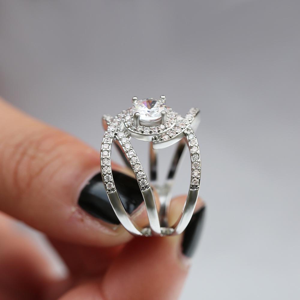 Accessories, Creative Cross Zircon Ring, Fashion Ladies Engagement Ring