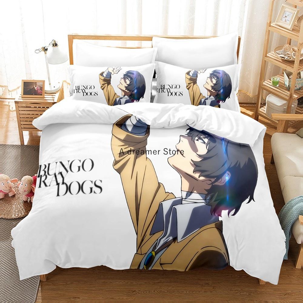 Anime : Bungo Stray Dogs Bedding Set Cartoon Duvet Cover And Pillowcases Queen Full Size Kids Gift Decor Home Bedclothes