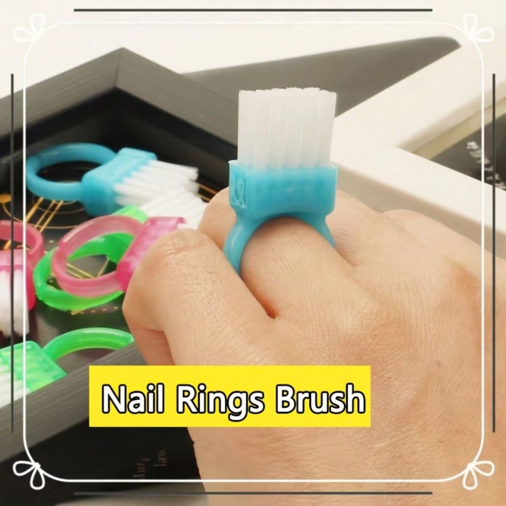 6 Stück Mini-Nagelringbürste, Fingerknopf-Staubbürste, Nail Art Werkzeug Kleine Bürste, Nagelhygiene/Schmuckpflege-Artefakt