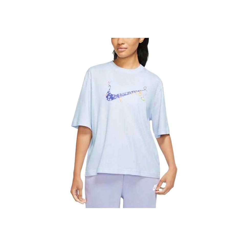 Nike Logo Printed Round Neck Pullover Fashion Sports Comfortable Breathable Short Sleeve Drop Shoulder T-Shirt Women T-Shirt Light-Purple FD9315-085