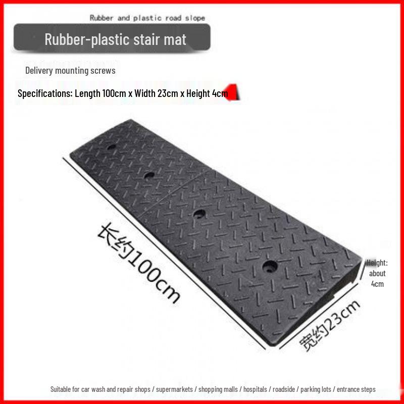 Rubber-Plastic Car Ramp: Slope Mat, Curb Edge, Uphill Climb, Triangle Speed Bump