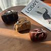 Mini Bucket Bag Coin Purse Genuine Leather Storage Pouch for Earphones Lipstick - Hanging Clip Included Compact Organizer Bag