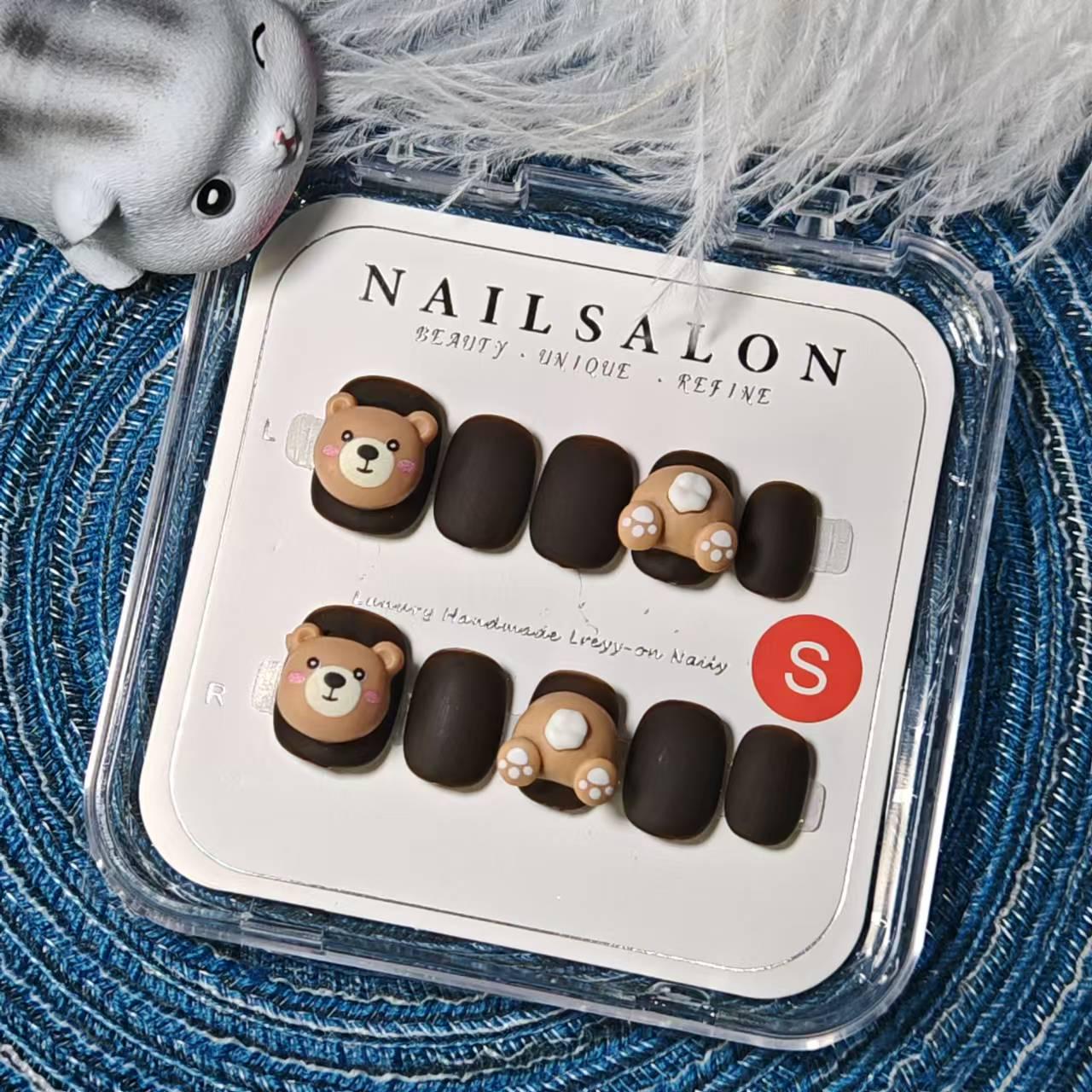 

Cute Brown Rilakkuma Press-On Short Nails Small S