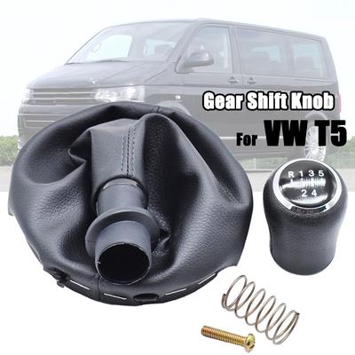 5-Gang-Schaltknauf und Gamasche, Manschettenmanschetten-Abdeckung, Komplettset für VW Volkswagen Transporter T5 T5.1 T6 Gp 2003–2019