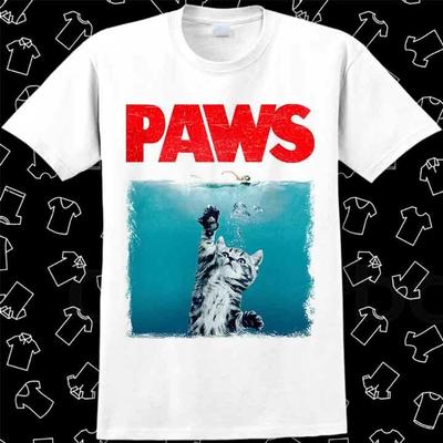 Paws Jaws Cat Pet Kitten Kitty Katze Weiße Hai T Shirt Meme Gift Gamer Best 962