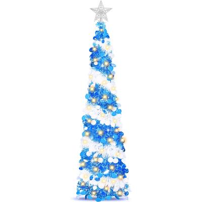 5FT Christmas Tree Decorations Indoor, Artificial Christmas Tree Skinny Christmas Trees Or Christmas Home Room Apartment Decor
