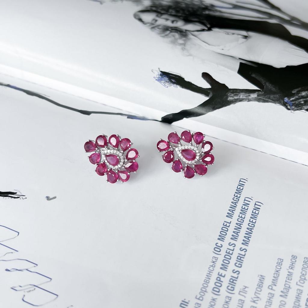 Silberohrringe mit natürlichem Rubin 11,318 ct (2153009)