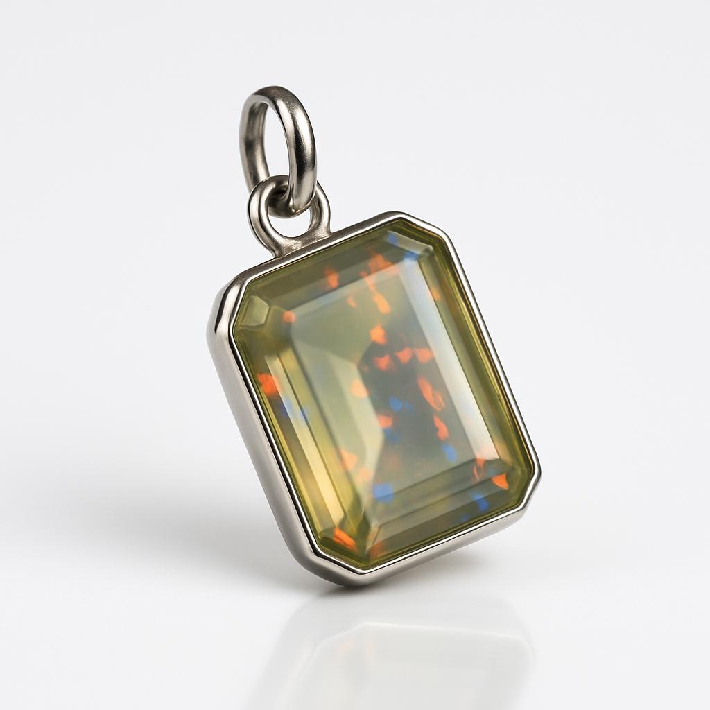 Natural Fire Opal 21 ct 925 Sterling Silver Emerald Pendant Gemstone Jewelry Gift