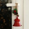 Christmas Bell Hanging Ornaments Rustic Metal Bell Decoration with Artificial Pine Needles Berries for Christmas Tree Wreath Door Window Decor