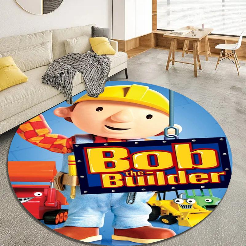 Bob der Baumeister Runder Teppich, Teppich für Wohnzimmer Schlafzimmer Sofa Spielzimmer Dekoration, Rutschfeste Fußmatte38