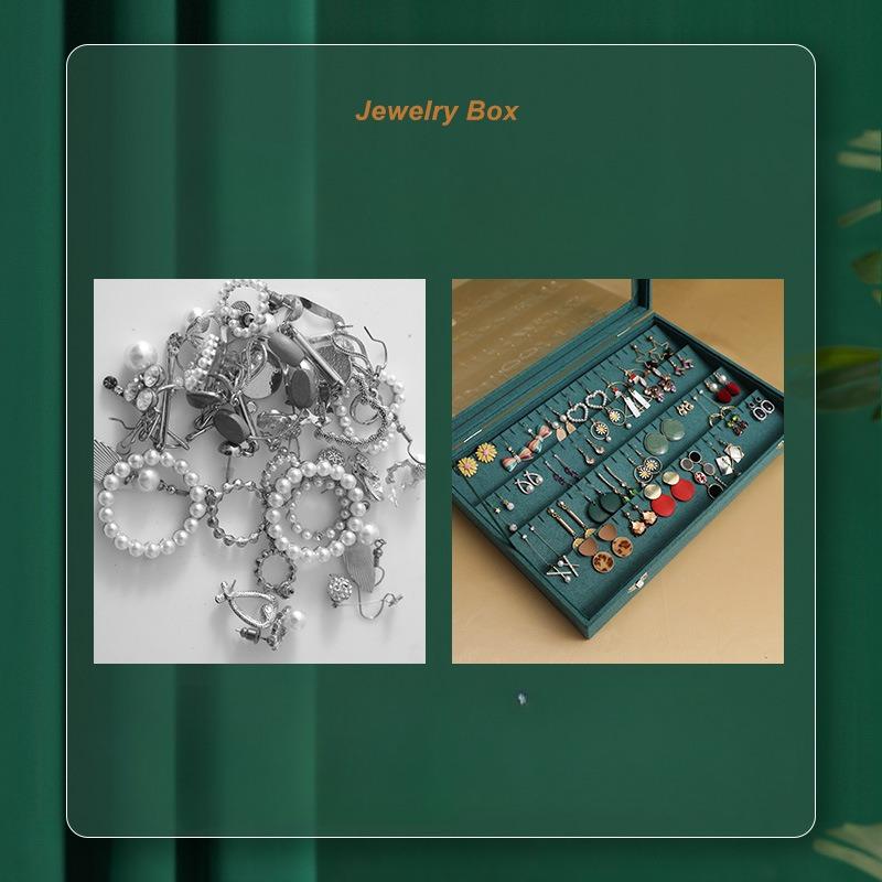 Fashion Creative Jewelry Display Stand Storage Box Earrings Necklace Large Clear Glass Portable And Easy To Store