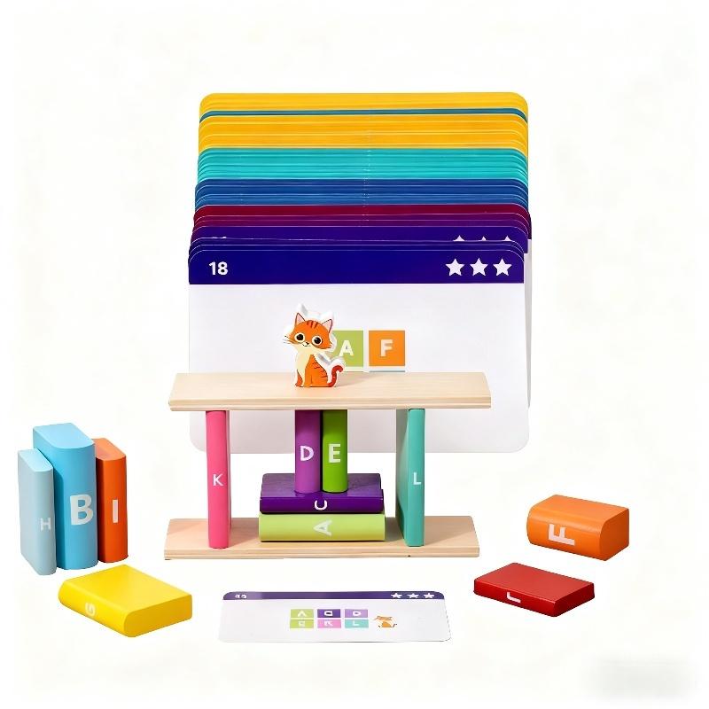 

Монтессори Игрушка Деревянные Строительные Блоки Игра на Балансировку Подарок Сортировка по Цвету и Форме Мелкая Моторика Изучение Алфавита Игра на Сопоставление