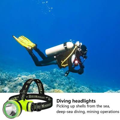 Lampada frontale per immersioni portatile ricaricabile 350 m sott'acqua 2 modalità di luce Lampada frontale per pesca subacquea a LED super luminosa impermeabile