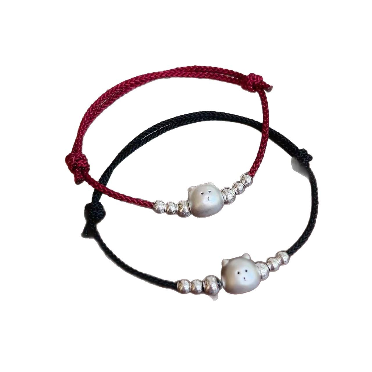 Sterling Silver Bear Brother Zodiac Bracelet - Red String Handwoven Gift for Best Friend s Birthday Red Rope