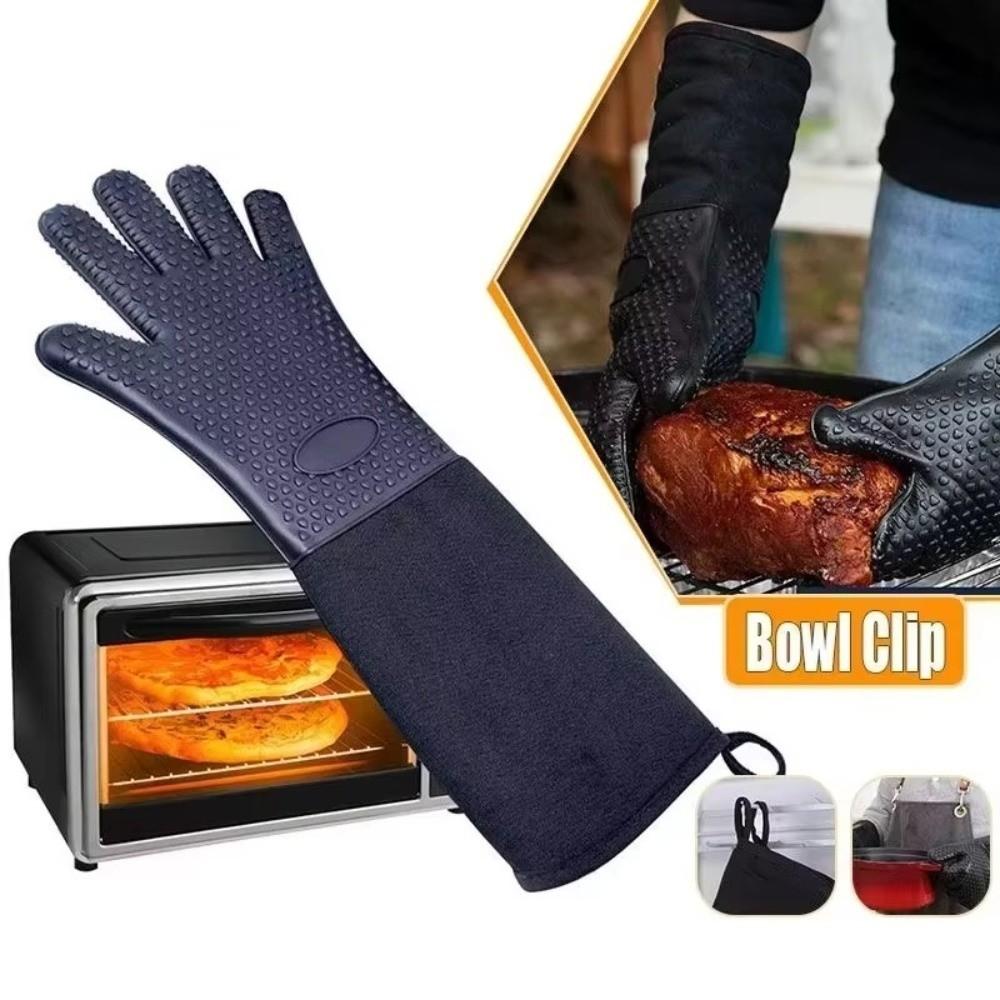 Quilted Liner Heat Resistant Gloves Heat Insulation Barbecue Mitts  Household Use