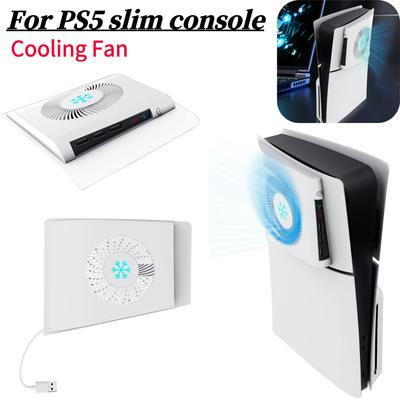 For PS5 Slim Console Cooling Fan Side-Mounted Cooling Fan Console Quiet Cooler Side Temperature Control Cooling Fan Face Cover