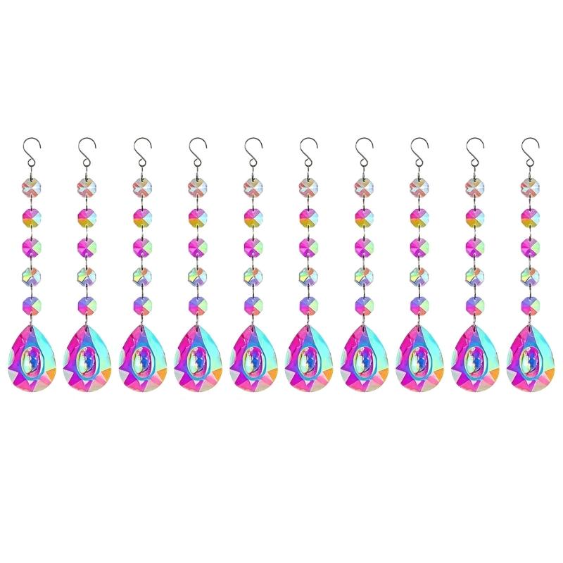 Window Suncatchers Display Pendant Set, 10 Piece Glass Faceted Sunlight Accent for Home Rooms, Party Styling and Wedding Use