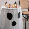 Halloween Ghost Tablecloth White And Black Ghostly Tablecloth Fun And Spooky Dining Table Accessory for Parties Candy Buffet Photo Backdrops