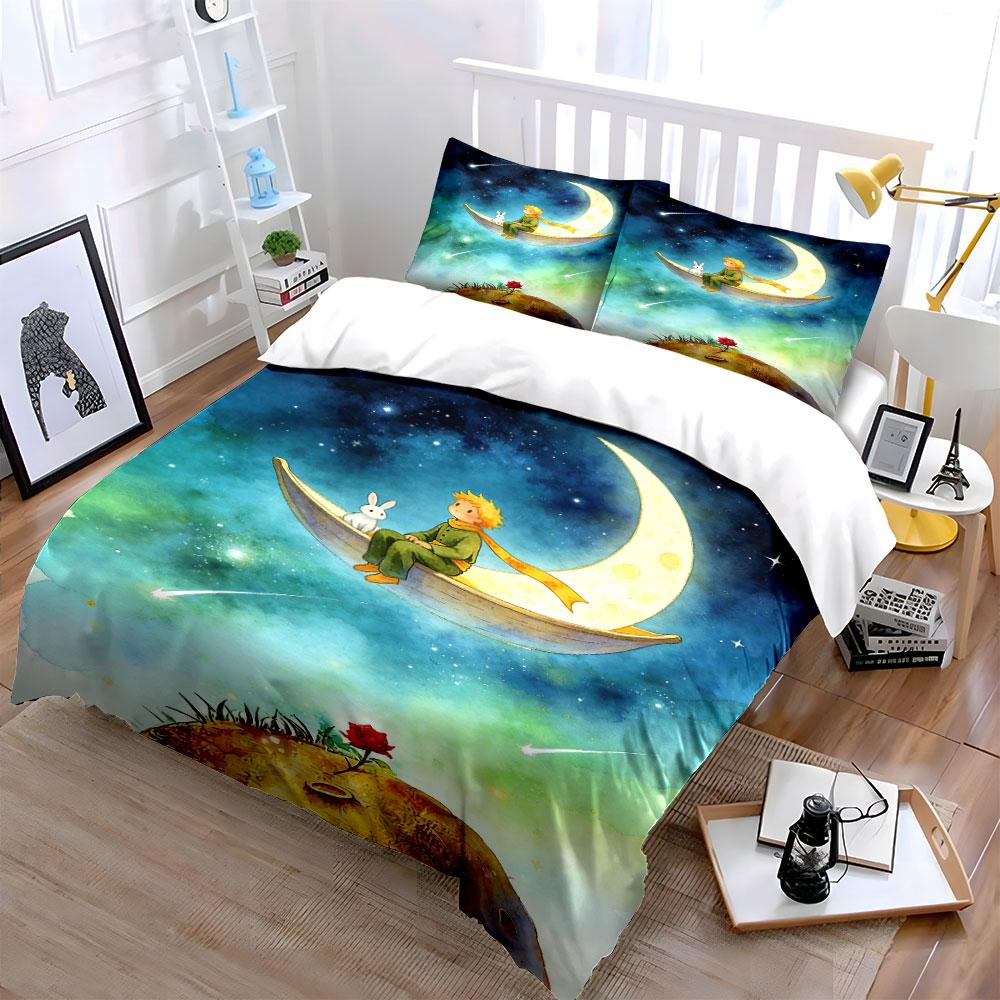 Moon, stars, rabbit, rose. Bedding sets Duvet cover sets Duvet covers Pillowcases(1 * Duvet Cover 2 * Pillowcases without duvet insert)